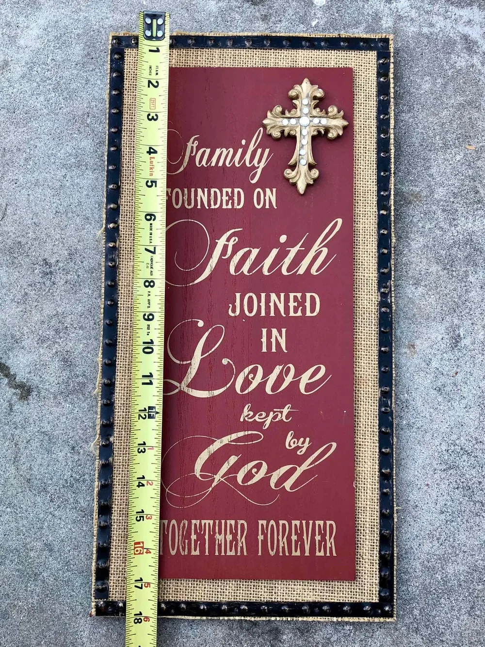 Faith & Family Wall Sign - Burgundy and Gold